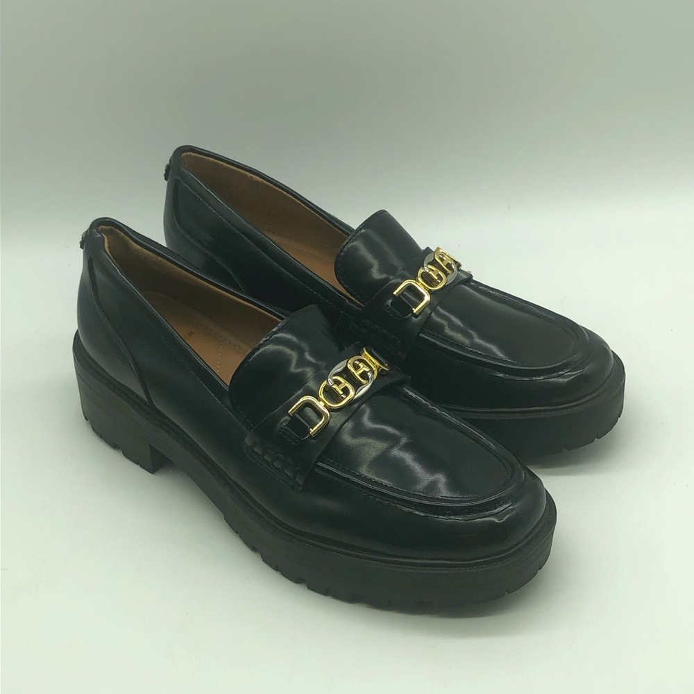 Sam Edelman Black Loafers with Gold Accents